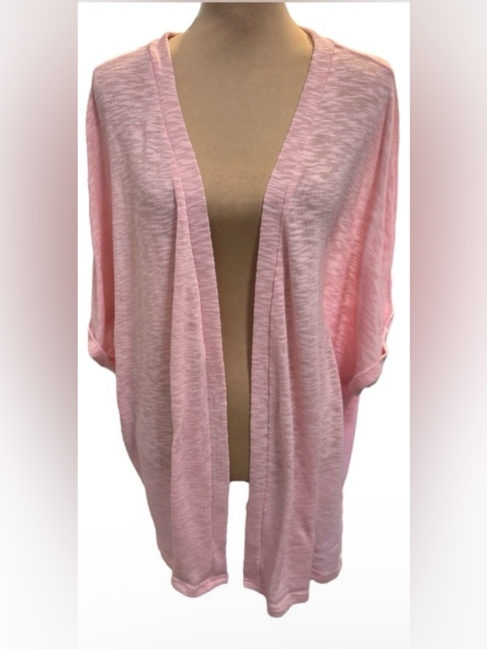 In’voland Plus Size Spring Short Cuffed Sleeve Cardigan Pink Size 24W is NWT